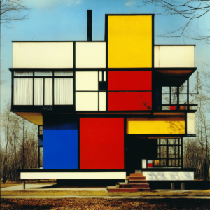 wizualizacja domu w stylu de stijl bauhaus