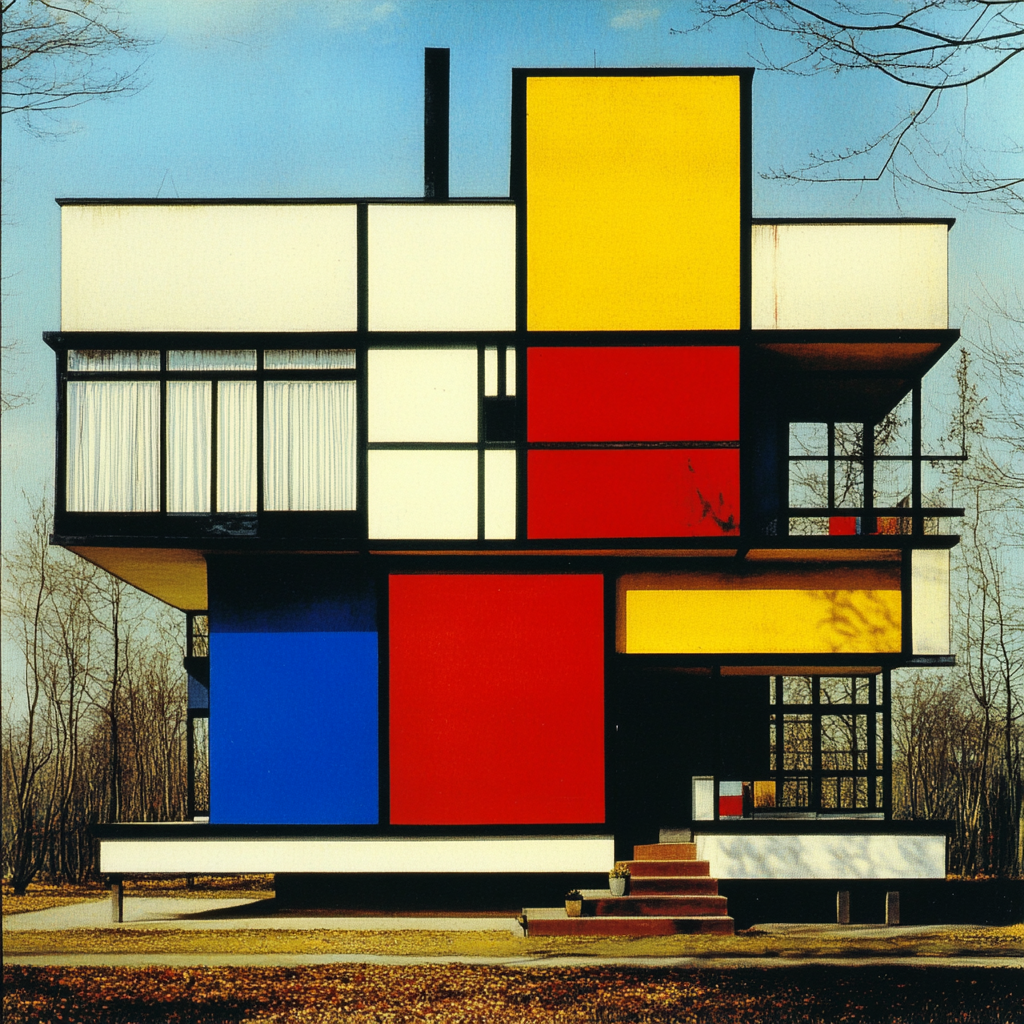 wizualizacja domu w stylu de stijl bauhaus