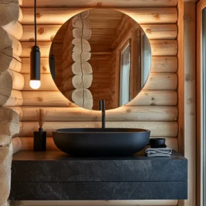 Łazienka w Domu z bali - styl industrialny