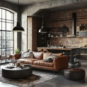 industrialny Salon z kuchnią 20m2