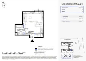 Rzut mieszkania 30 m2 nowa pabianicka